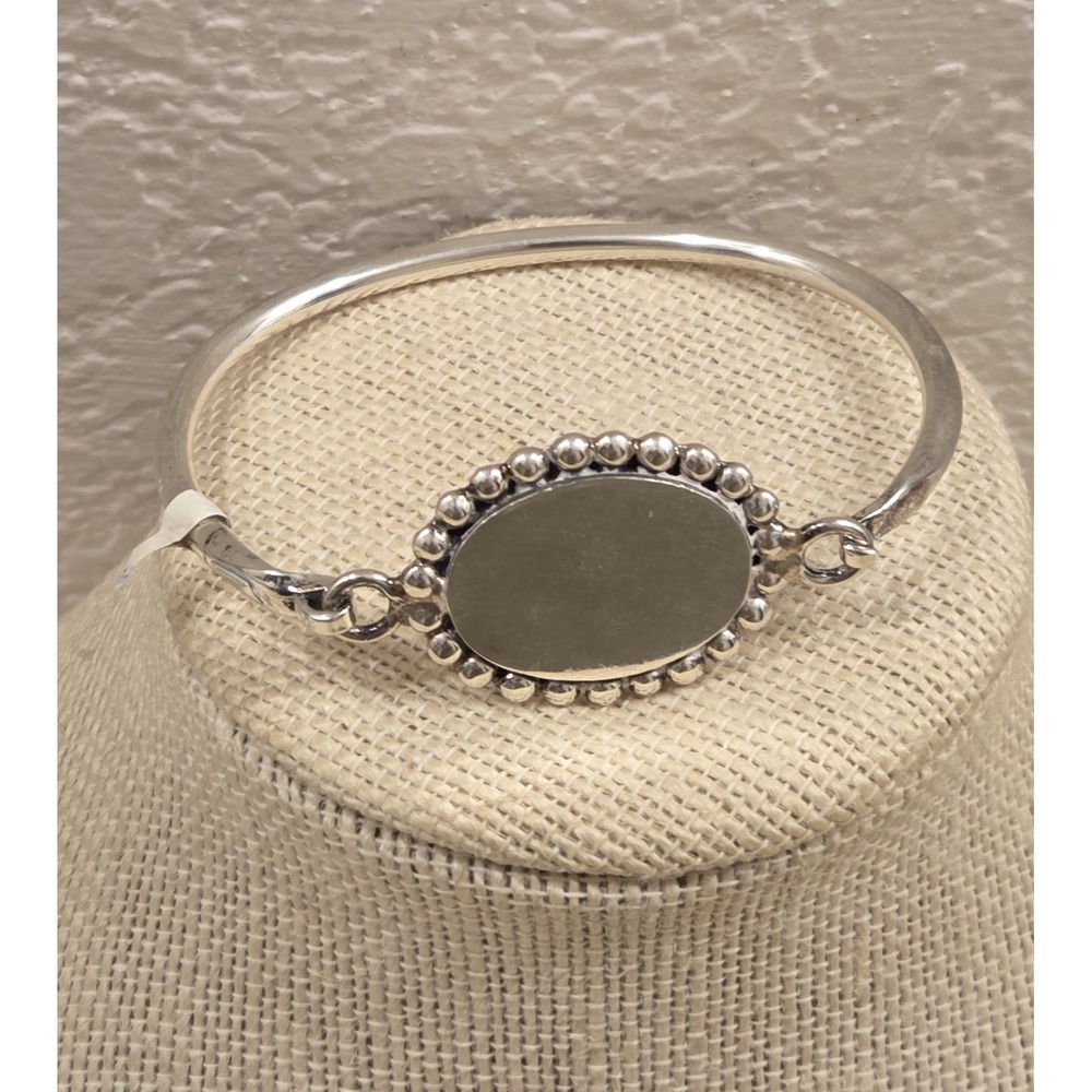 Vintage Victorian Style Sterling Silver Hinge Bracelet Unengraved New Old Stock